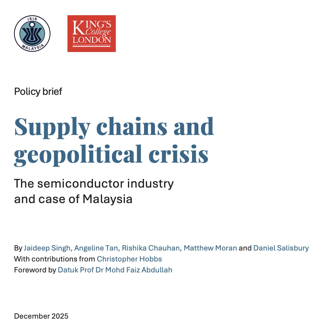 Cover of a policy brief on semiconductor supply chains, geopolitical crisis, and the case of Malaysia.